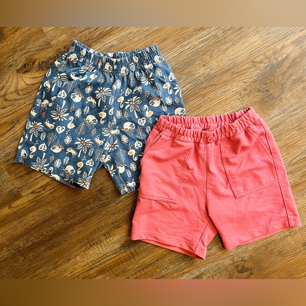 Uniqlo Set of 2 Toddler Dry Easy Shorts Blue Animals and Salmon Pink Size 3
